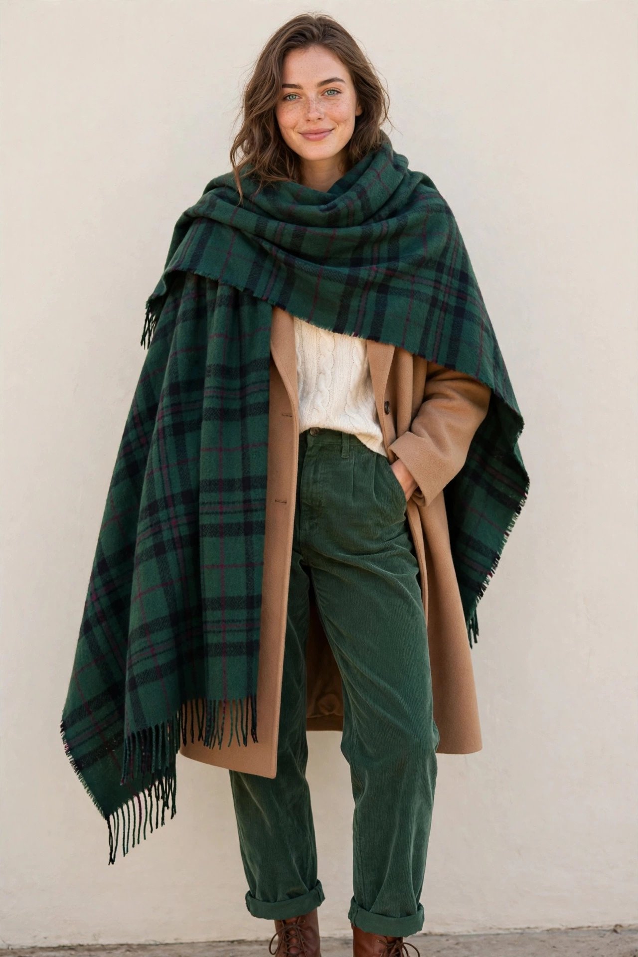 christmas gifts for women - plaid blanket scarf