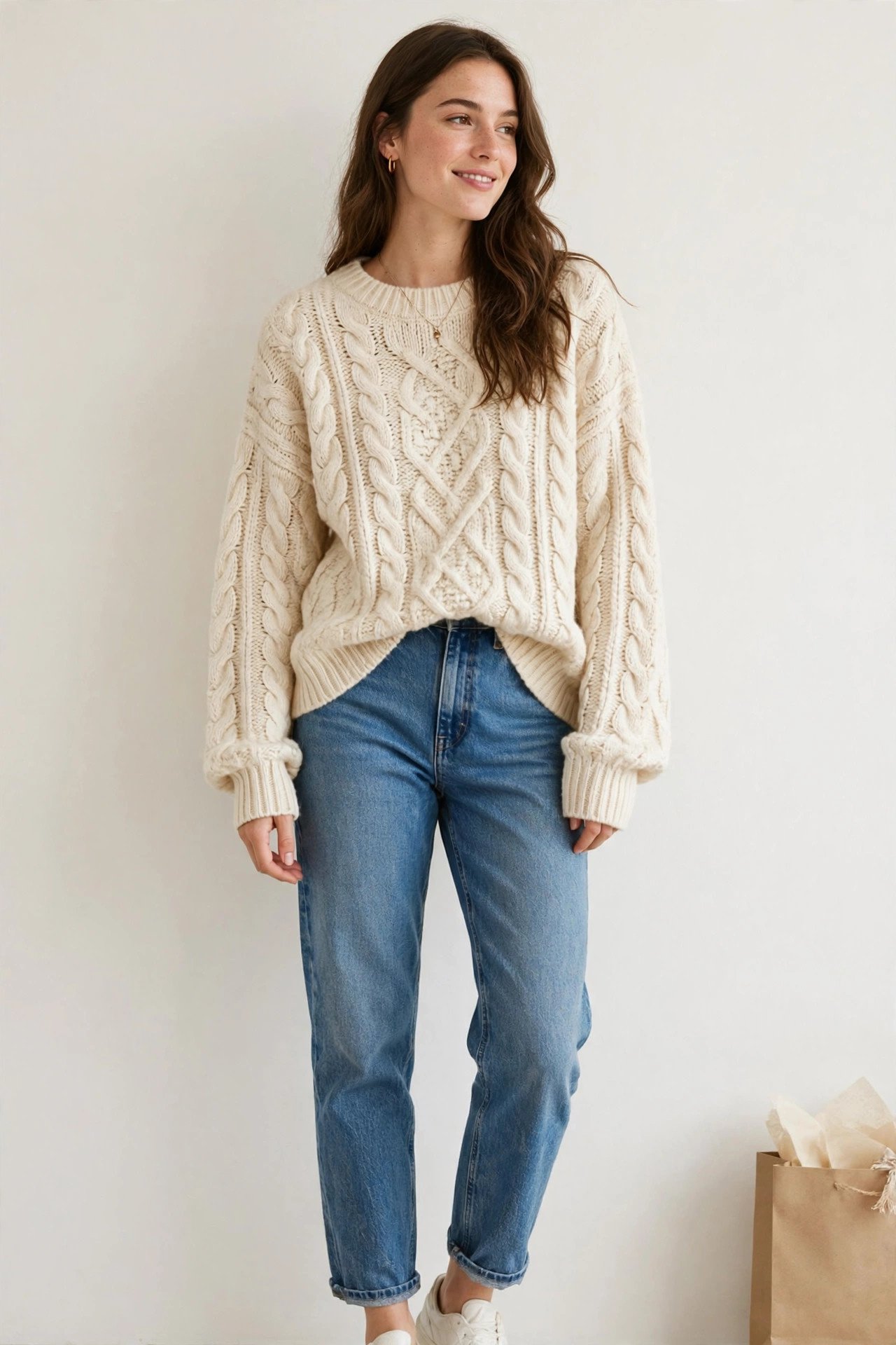 christmas gifts for women - cream fisherman sweater