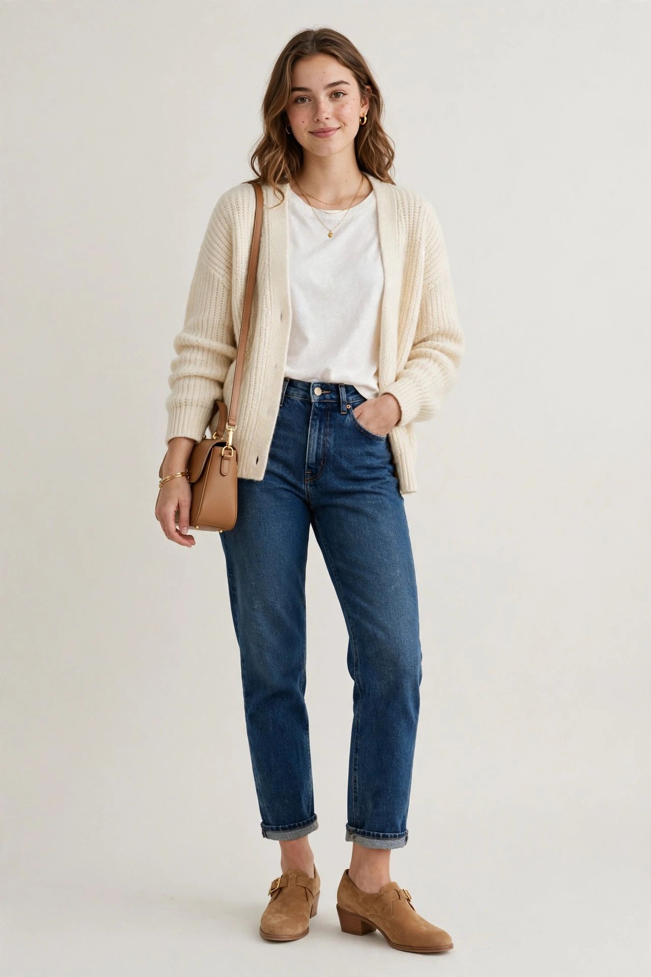 fall capsule wardrobe - tan ankle boots