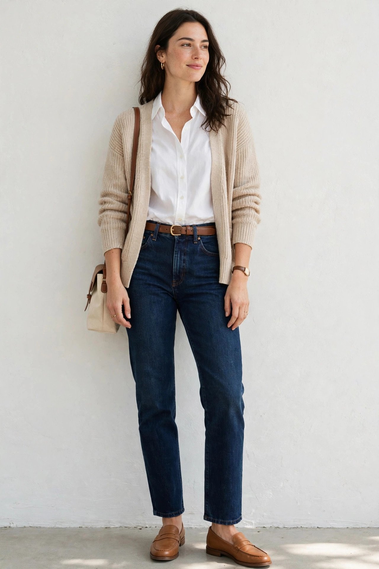 fall capsule wardrobe - dark straight-leg jeans