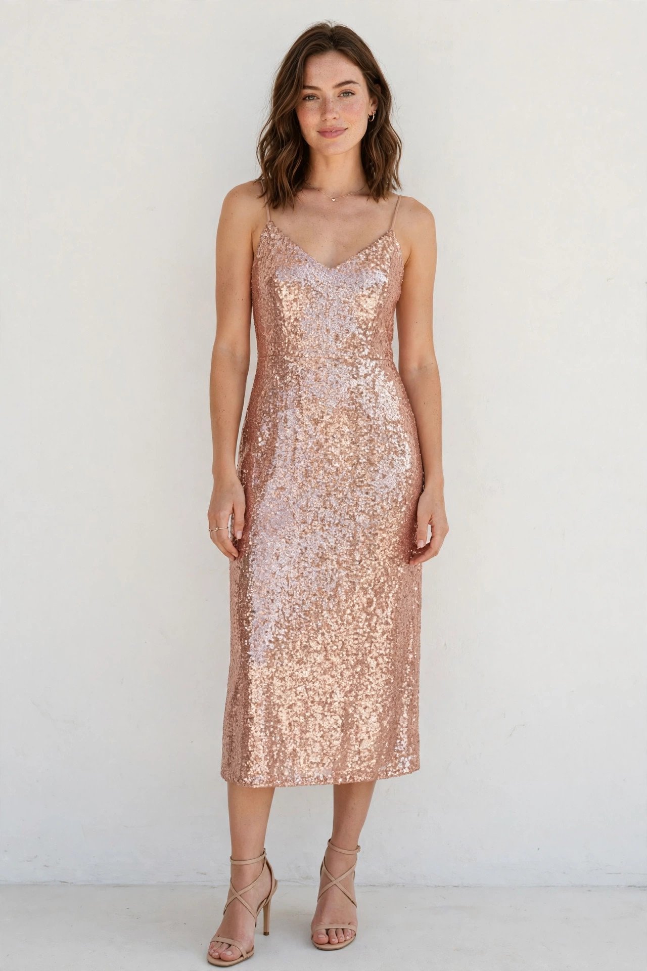 new year's eve outfits - rose gold sequin dress