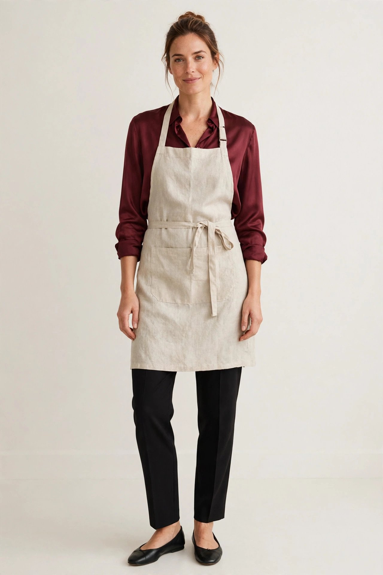 thanksgiving outfits - burgundy blouse and black pants (for the host)
