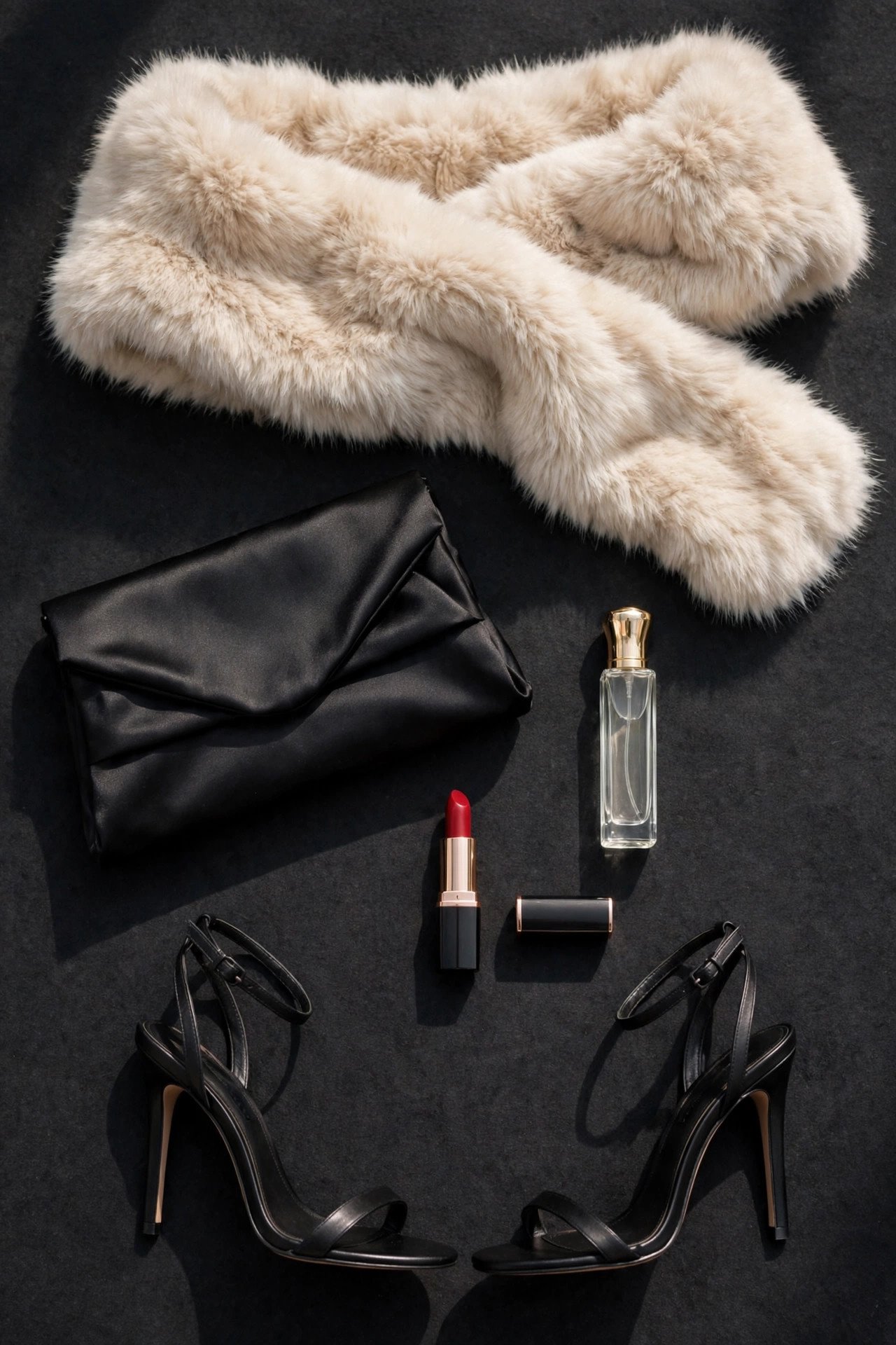 winter date night outfits - date night accessories flat lay